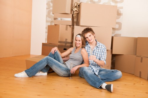 Illustration of a family moving into a new home